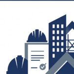 Illustration representing the evolution of South Africa's Construction Regulations from 2003 to 2014 to the 2025 draft, featuring a hard hat, building silhouette, and compliance document icons