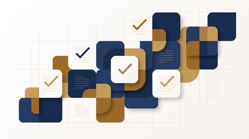 Abstract navy and gold geometric illustration symbolising corporate governance and business compliance